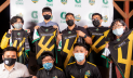 Members of the 2020–2021 League of Legends team pose with their new Triton Esports jerseys at the Triton Esports Appreciation Banquet on Aug. 13 at The Cove Guam. (Back row, from left) Ryoh Sato, Daniel Lee, Damen Borja, Anthony Orallo, (front row, from left) John Taman Jr., Peter Kwon, Jonathan Dunna, and Andrea Quitoriano.
