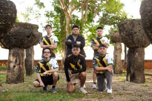The Triton Esports Counter-Strike: Global Offensive team (back row, from left) Antony Chan, Coach Darren Ulloa, An Truong, (front row, from left) Quinn Erwin, John Paul Tamayo, and Phillip Quenga.